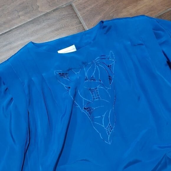 Vintage Eloquence XL sheath dress blue lace cutout - Picture 2 of 3